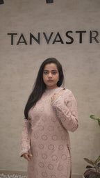 Floral Schiffli Long Straight Kurta with Pants