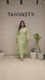 A-line Kurta Pintex Yoke with Pants