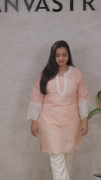 Crochet Embroidered Straight Kurta with Pants