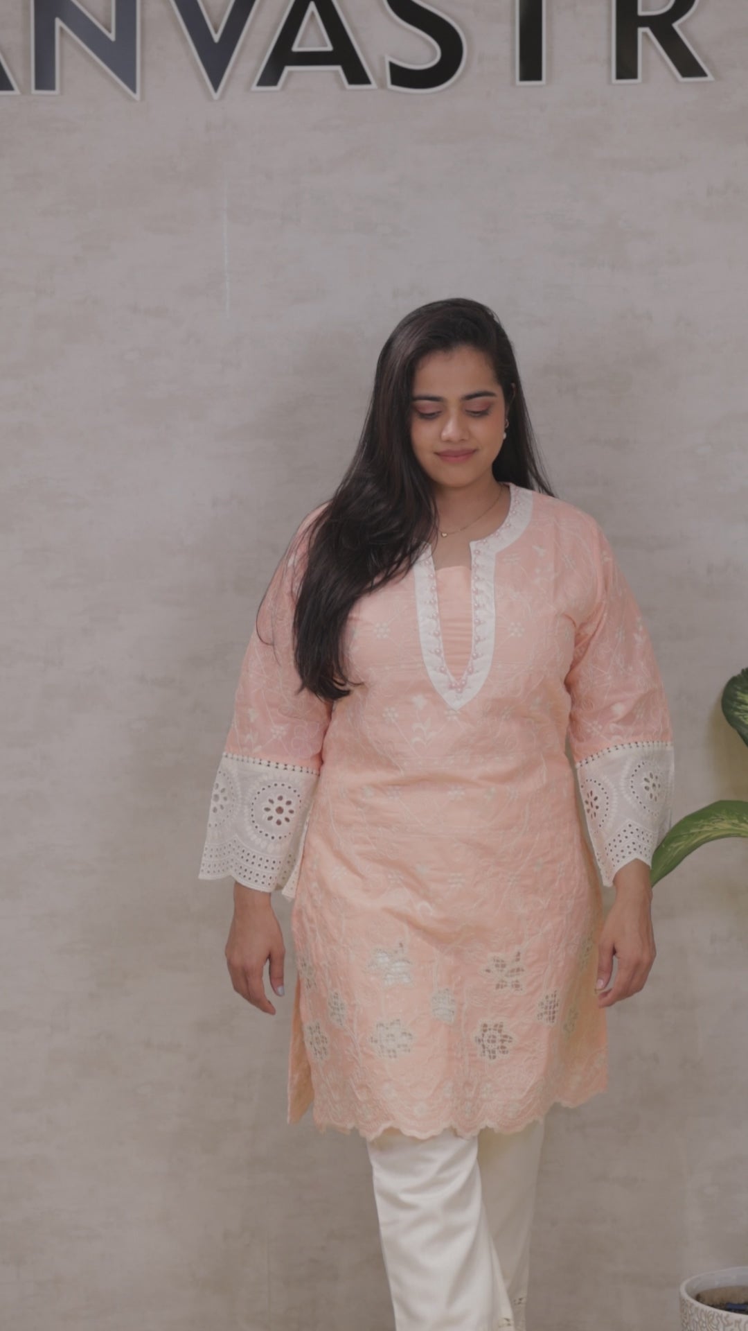 Crochet Embroidered Straight Kurta with Pants