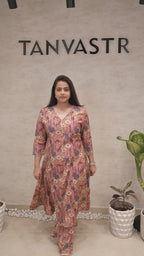 Floral Printed Long Kurta with Plazzo Pants